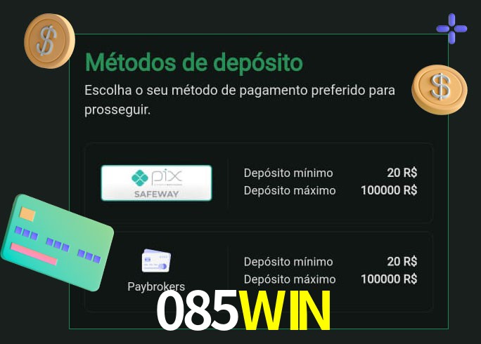 O cassino 085WIN oferece uma grande variedade de métodos de pagamento